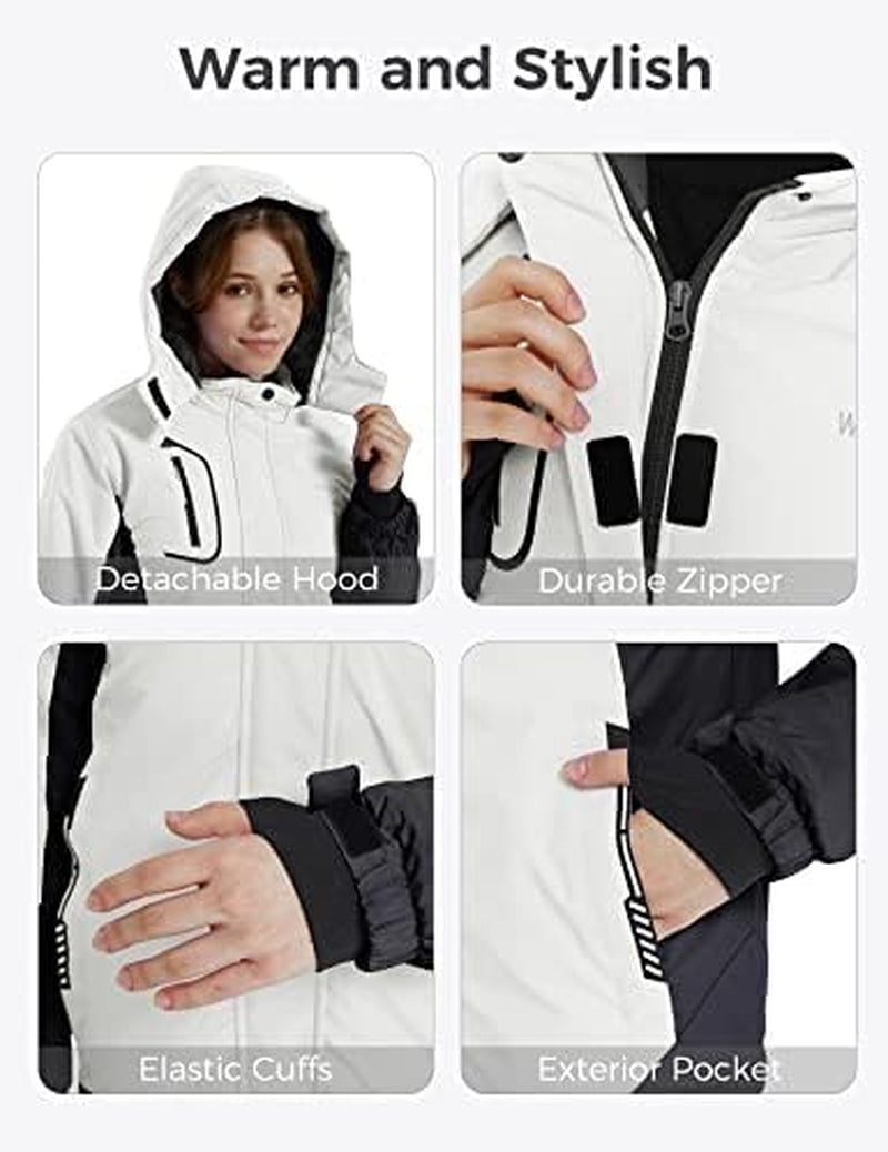 Girls' Waterproof Winter Coat Fleece Ski Jacket Hooded Snow Coat Warm Raincoat Outerwear
