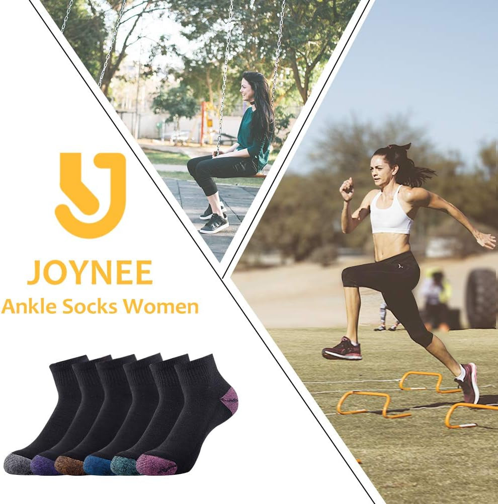 Ankle Socks Women Low Cut Athletic Running with Cushion for Sports and Casual Use 6-Pairs Pack