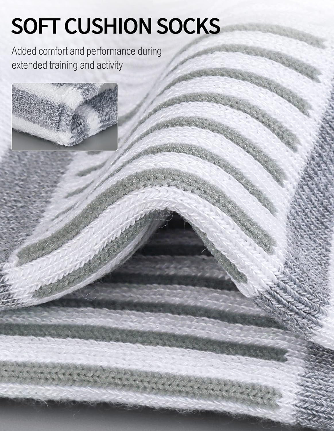 Ankle Athletic Running Socks Cushioned Breathable Low Cut Sports Tab Socks for Men and Women (6 Pairs)