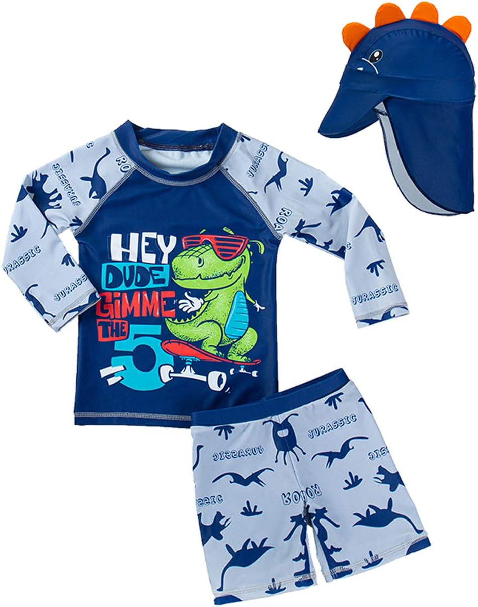 Baby and Toddler Boys' 3-Piece Swimsuit Set Bathing Suit with Hat