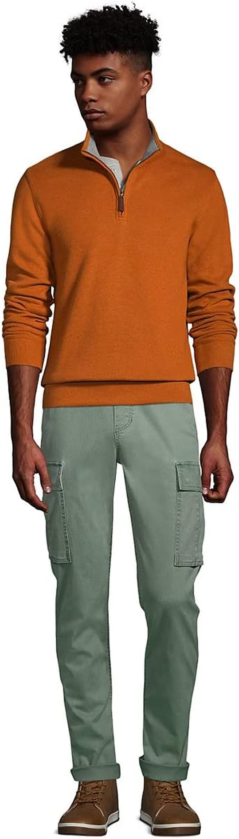 Mens Bedford Rib Quarter Zip Heather Burnt Caramel Heather Regular Medium