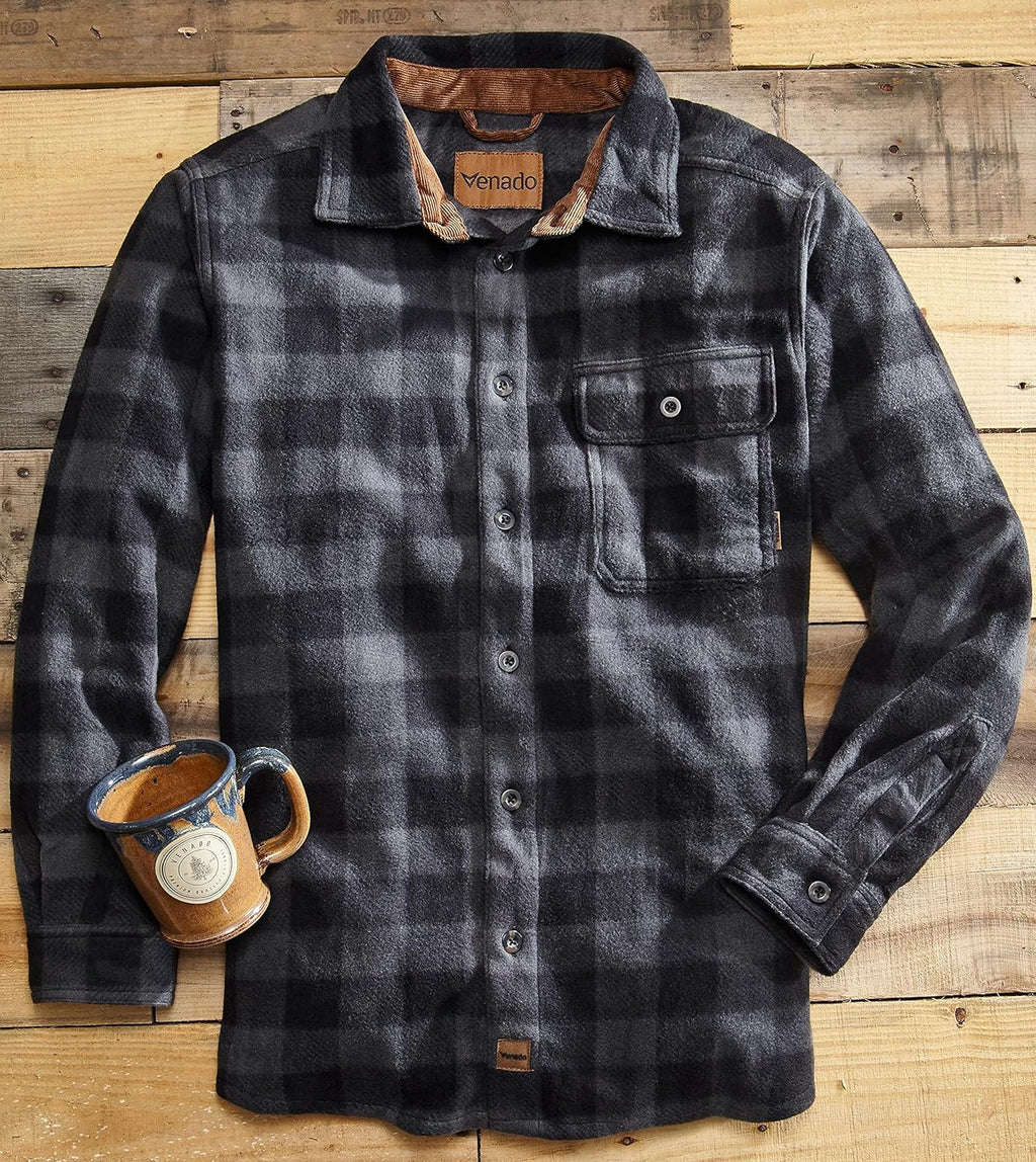 Mens Plaid Shirts for Men - Heavyweight Buffalo Plaid Fleece Shirt - Soft