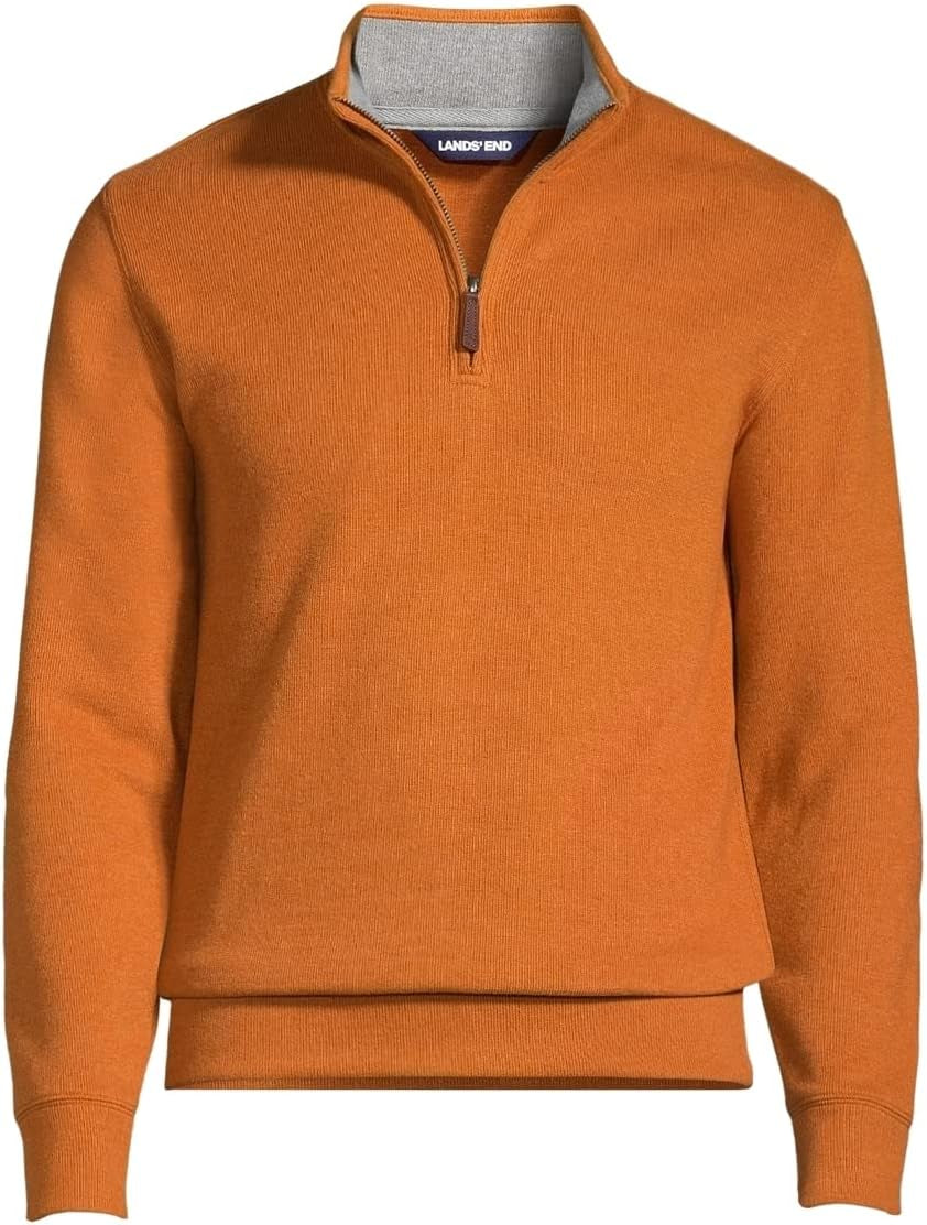 Mens Bedford Rib Quarter Zip Heather Burnt Caramel Heather Regular Medium