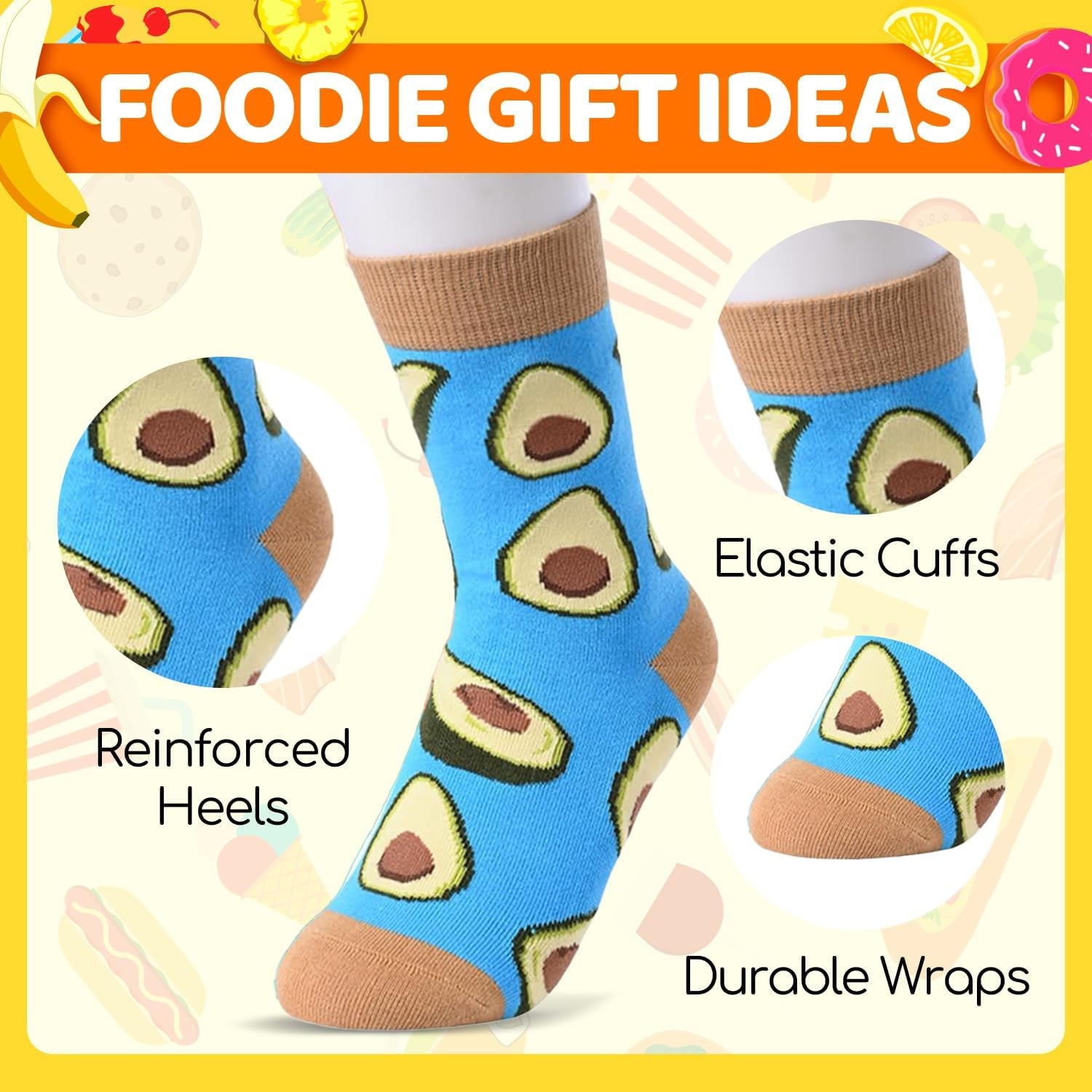 Food Socks for Kids Boys - Funny Taco Donut Pineapple Avocado Gifts for Kids