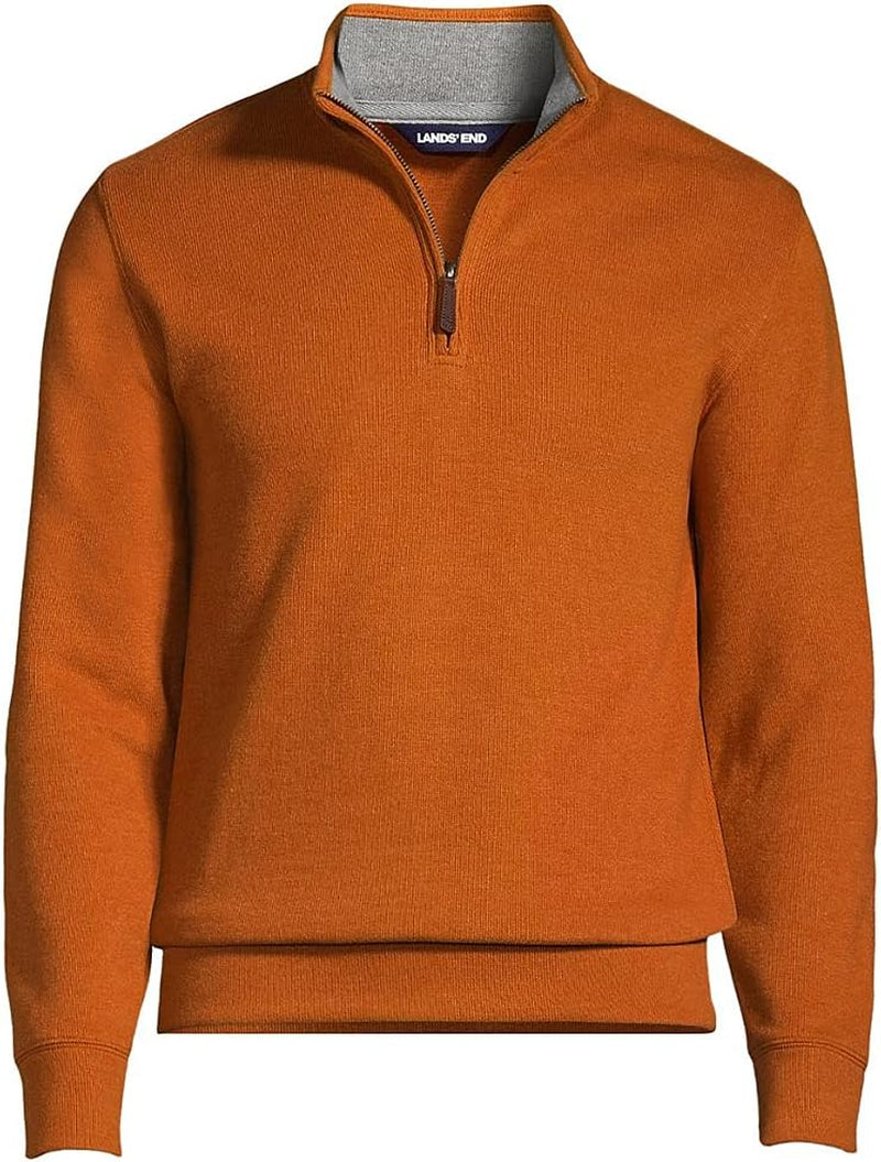 Mens Bedford Rib Quarter Zip Heather Burnt Caramel Heather Regular Medium