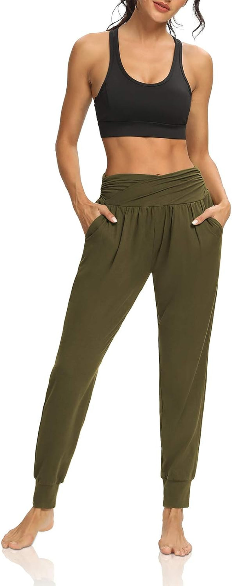 Womens Yoga Sweatpants Loose Workout Harem Joggers Casual Comfy Lounge Pajama Pants with Pockets