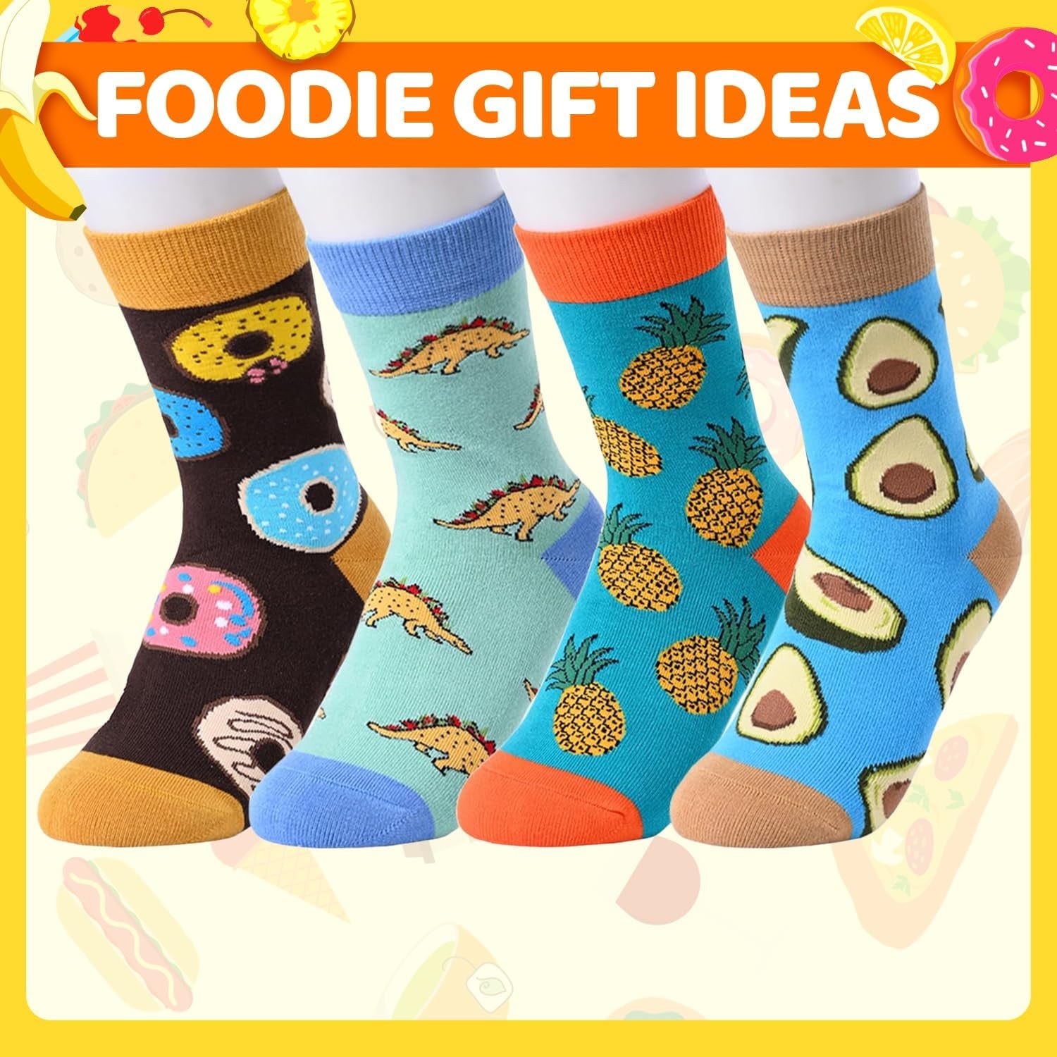 Food Socks for Kids Boys - Funny Taco Donut Pineapple Avocado Gifts for Kids