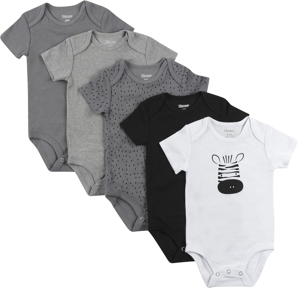 Baby Bodysuits, Ultimate Flexy Short Sleeve for Boys & Girls, 5-Pack